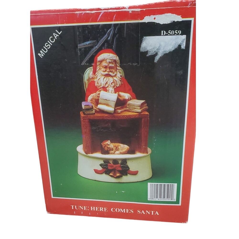 Bisque Porcelain Santa Music Box, Vintage Studio Five, Inc.  PRE-OWNED, IOB